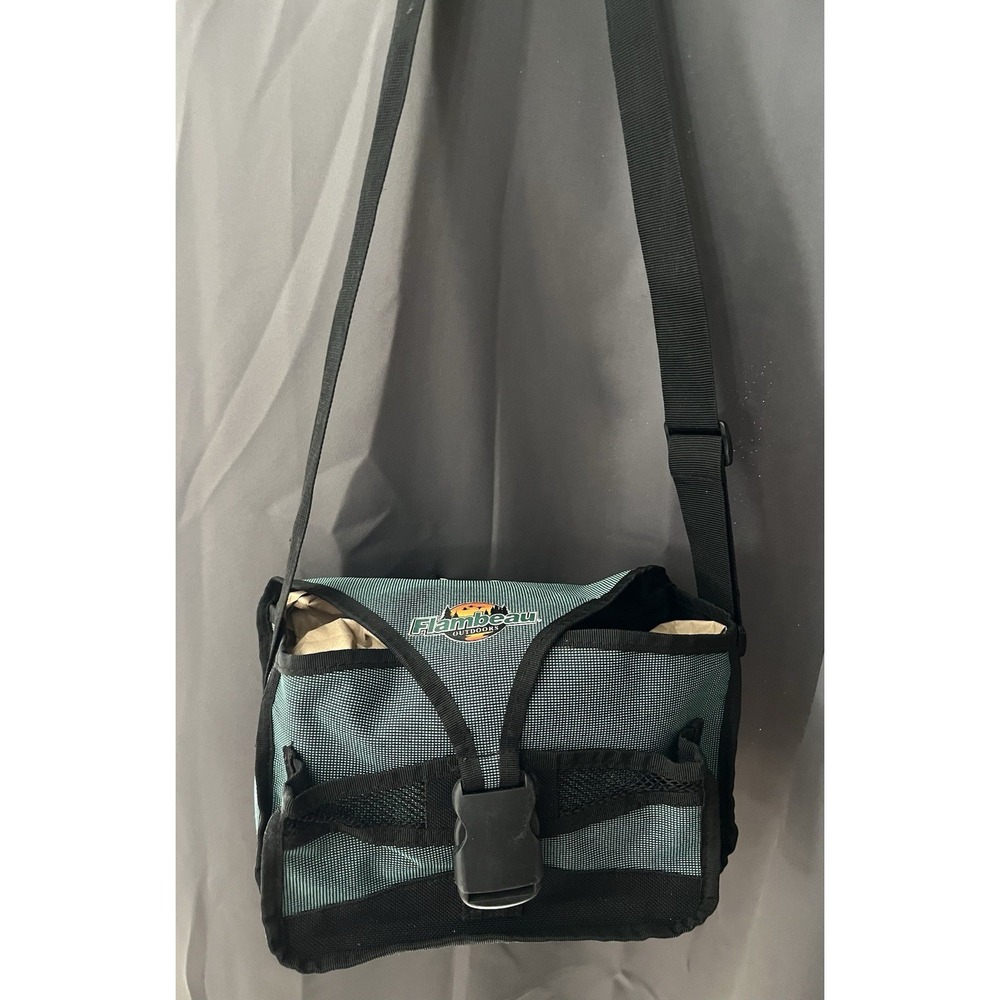 Flambeau Outdoors Tackle Bag Teal Black Woven Shoulder Strap Fishing Utility Bag